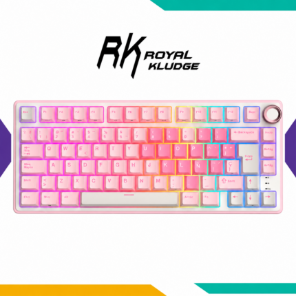 Teclado Royal Kludge RK R75 Cableado 75% RGB Creamy Switch Pink Melody