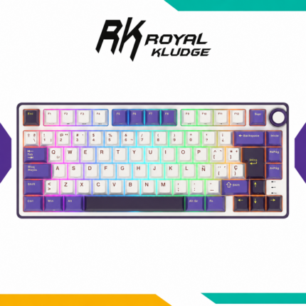 Teclado Royal Kludge RK R75 Cableado RGB K Silver Switch Blackberry Mousse