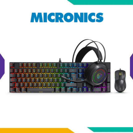 COMBO 4 EN 1 MICRONICS MIRAGE GTX2003-3K CON TECLADO, MOUSE, AUDÍFONO Y MOUSE PAD