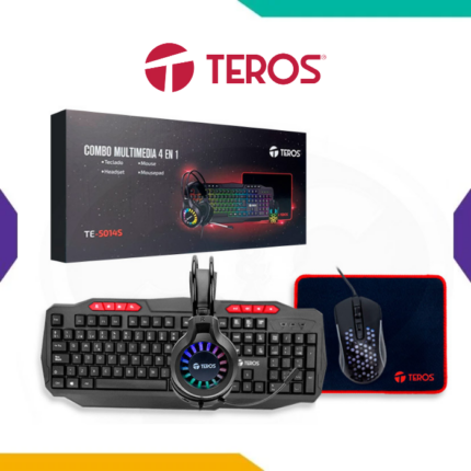 KIT 4 EN 1 TEROS TE-5014S RGB CON TECLADO, MOUSE, AUDÍFONO Y MOUSE PAD