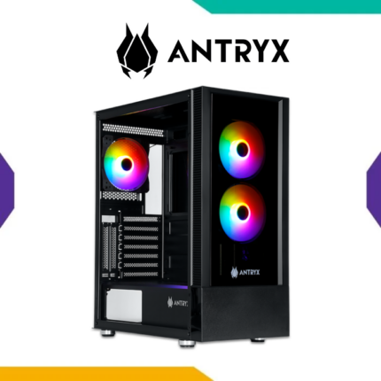 CASE ANTRYX RX-240 BLACK ATX CON FRONTAL MESH VIDRIO TEMPLADO Y 3 VENTILADORES FIXED RGB DE 120MM