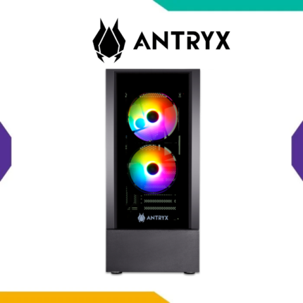CASE ANTRYX RX-240 BLACK ATX CON FRONTAL MESH VIDRIO TEMPLADO Y 3 VENTILADORES FIXED RGB DE 120MM