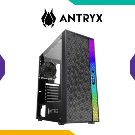 CASE ANTRYX XTREME NC-253 BLACK ATX CON FRONTAL MESH VIDRIO TEMPLADO FRANJA ARGB Y FUENTE B500W DE 500W